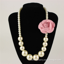 White Simple Flower Imitation Pearl Necklace For Children